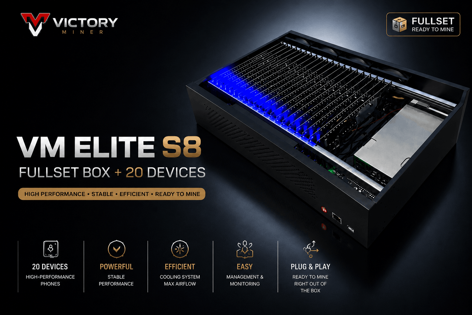 VM ELITE S8 FULLSET BOX + 20 DEVICES
