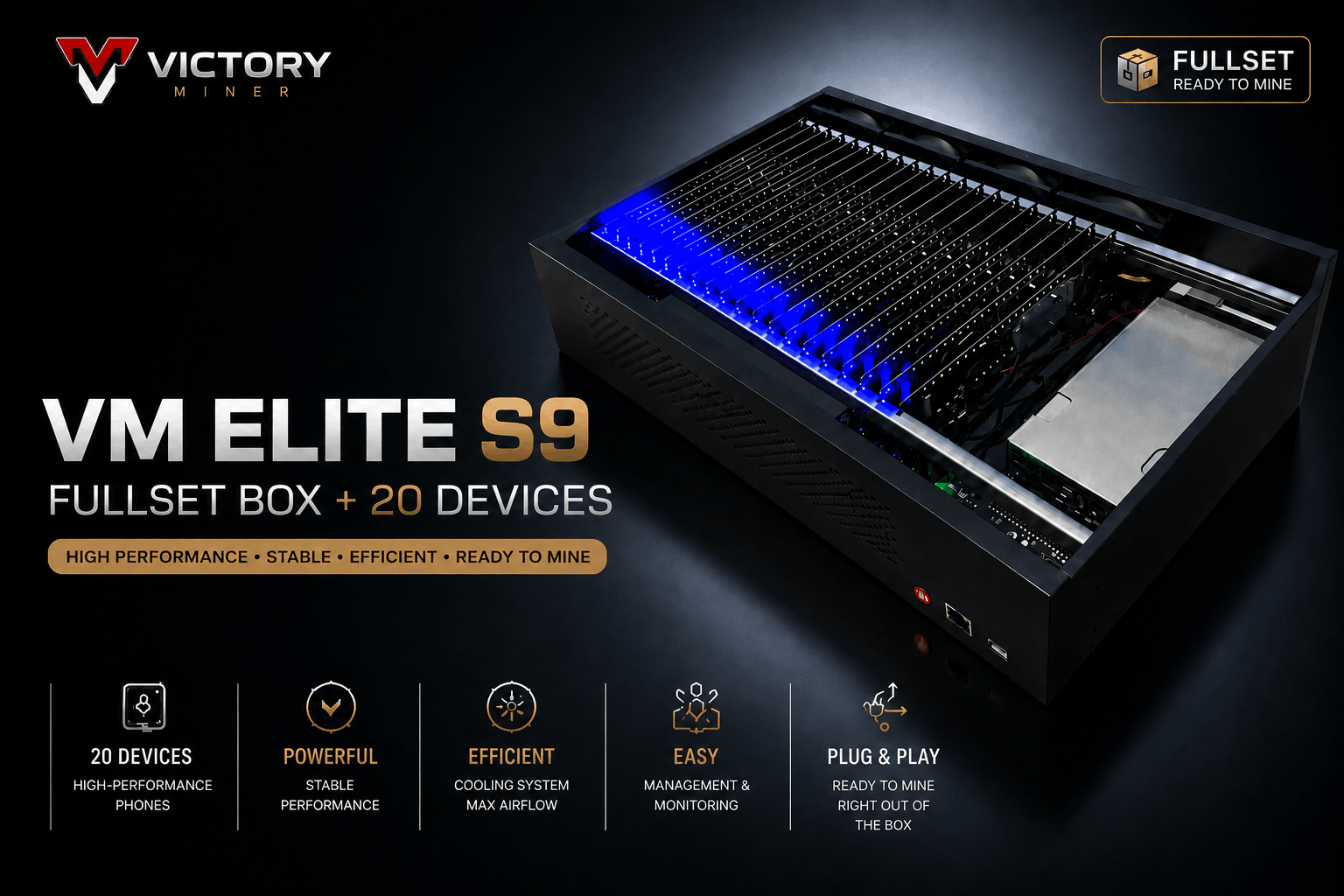 VM ELITE S9 FULLSET BOX + 20 DEVICES