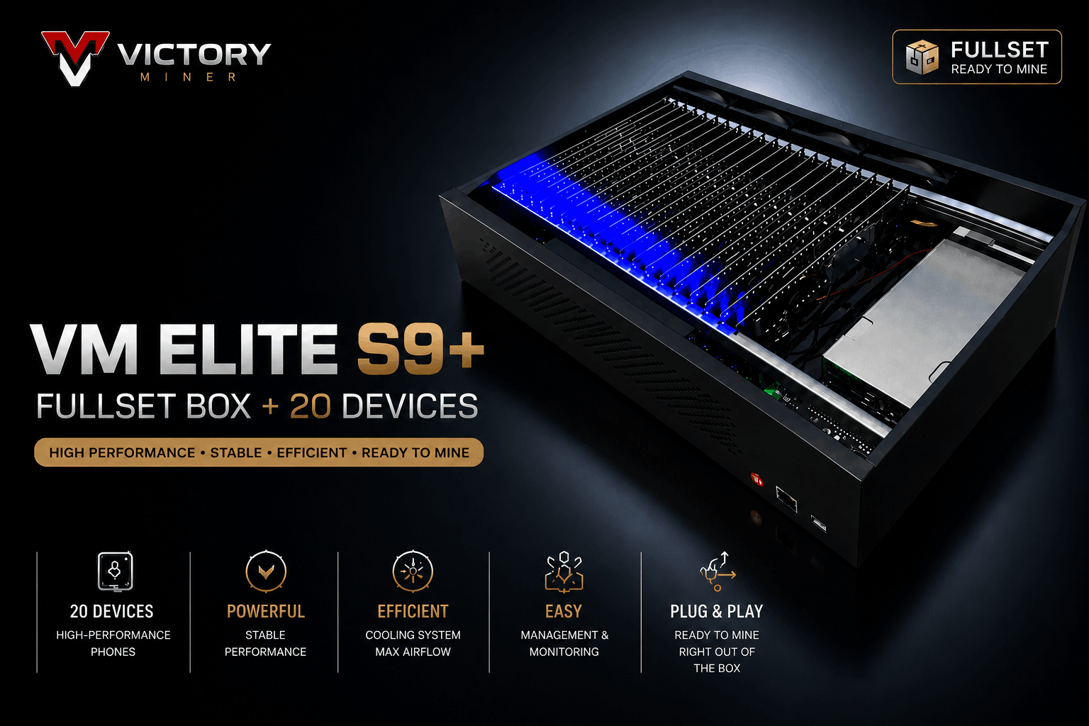 VM ELITE S9+ FULLSET BOX + 20 DEVICES