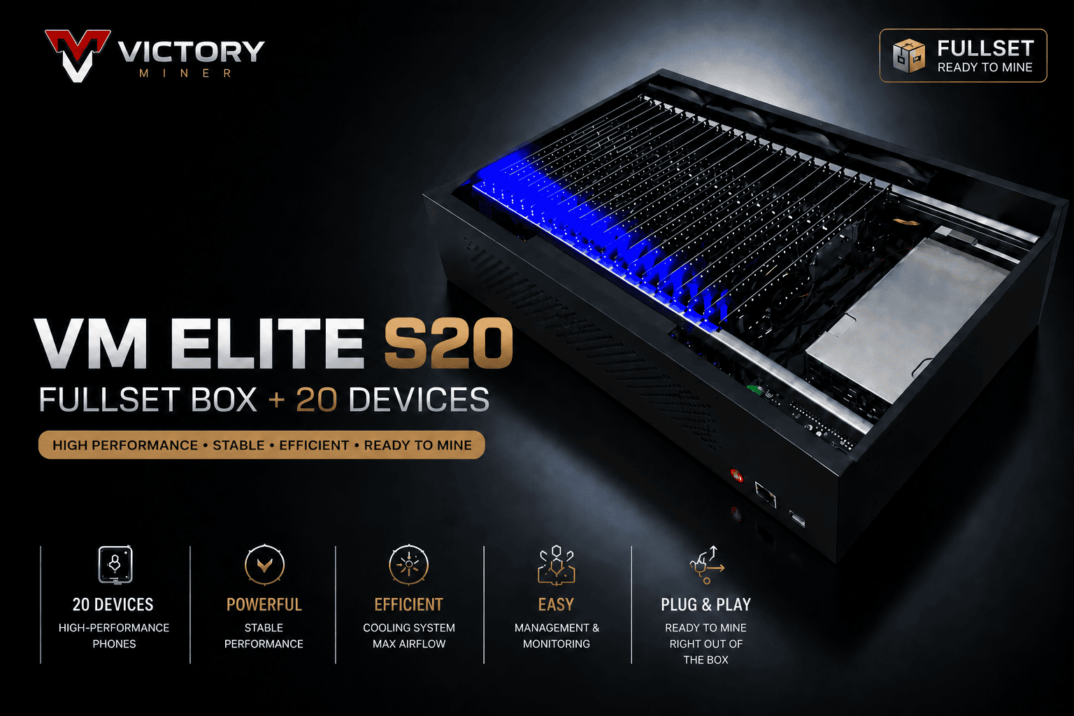VM ELITE S20 FULLSET BOX + 20 DEVICES